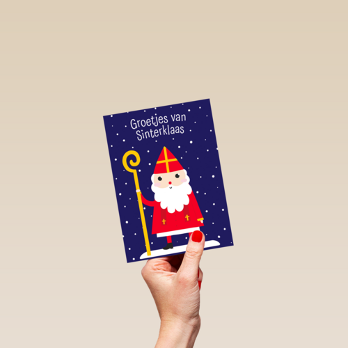 Sinterklaaskaart getekend Groetjes van Sinterklaas