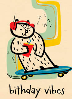 Verjaardagskaart skater birthday vibes