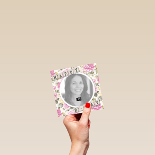 fotokaart happy bday bloemen achtergrond