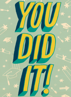 Geslaagdkaart you did it blauw met geel