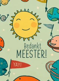 bedankt meester kaart met de zon en planeten