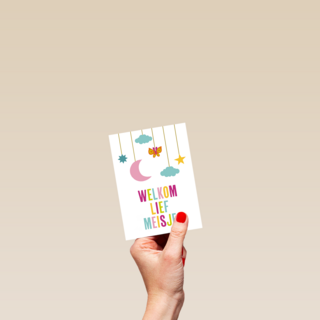 Geboortefelicitatie welkom lief meisje kleurrijk