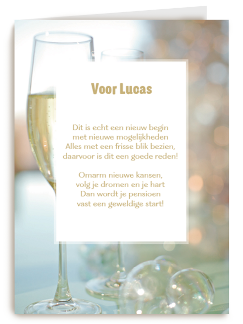 champagne glas om te proosten op je pensioen