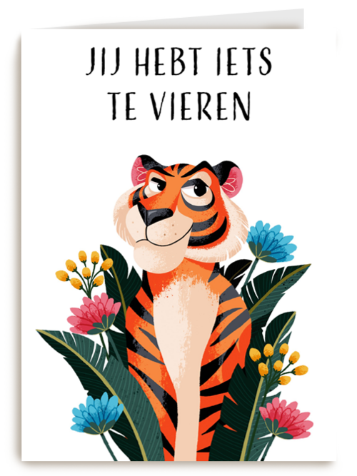 Verjaardagskaart Jij hebt iets te vieren tijger Folio