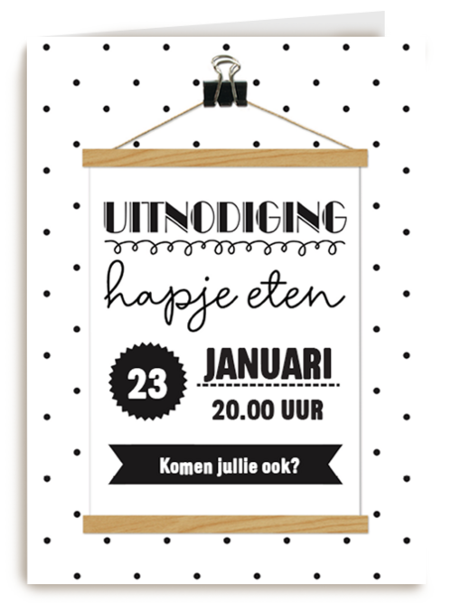 Uitnodiging etentje borrel hapje eten  