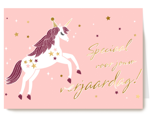 verjaardag kaart stijlvol unicorn