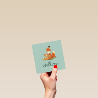 Geboorte felicitatie met vos Welkom lief ventje