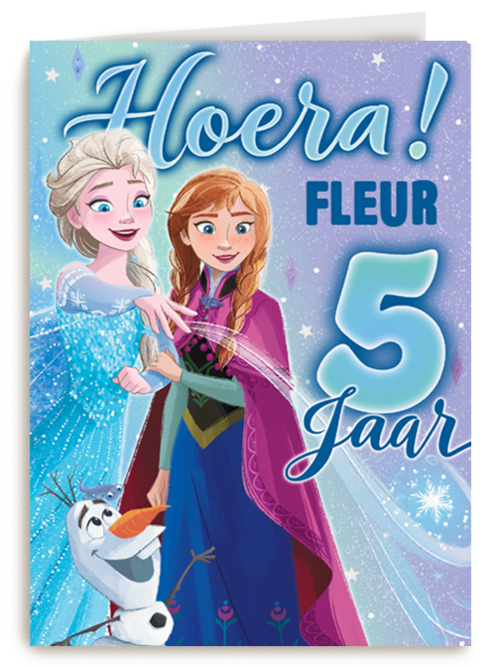 Frozen verjaardagskaart 5 jaar