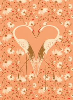 Liefde kaart twee kraanvogels