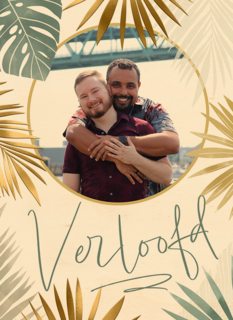 Fotokaart verloofd stijlvol plantendesign