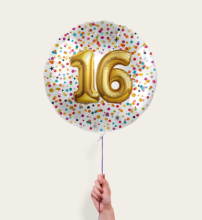 Ballon 16 jaar Confetti Goud 