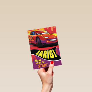 disney cars kaart met de tekst jarig klaar voor de start