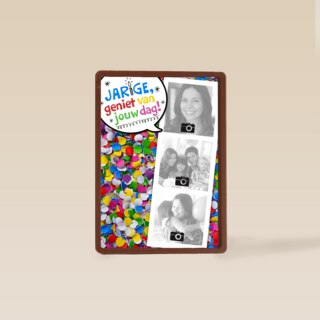 fotokaart jarige gekleurde confetti