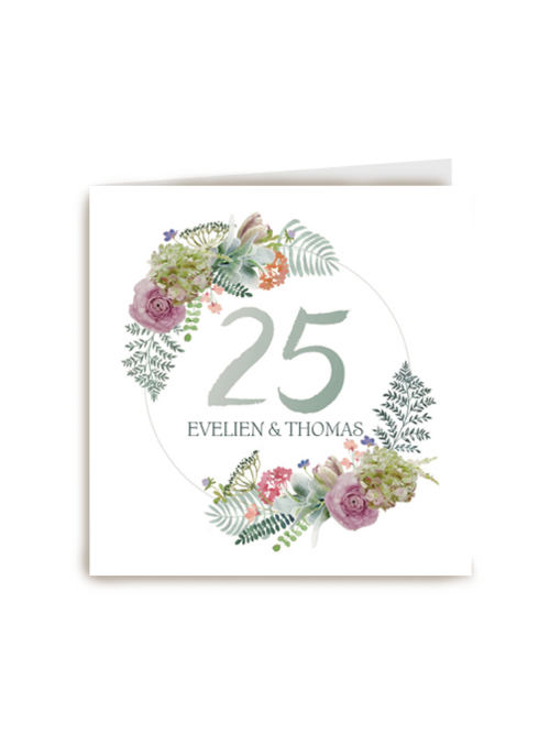 botanical kaart echtvereniging 25 jaar getrouwd