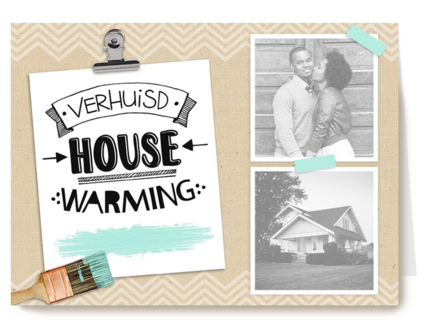 verhuisd housewarming kaart met verfkwast