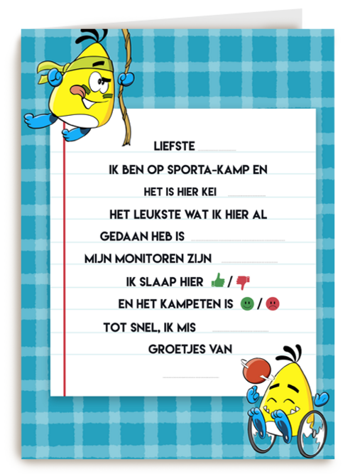 Sporta op kamp kaart lijstje
