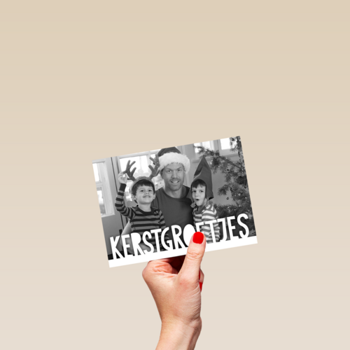 fotokaart met kerstgroetjes als tekst