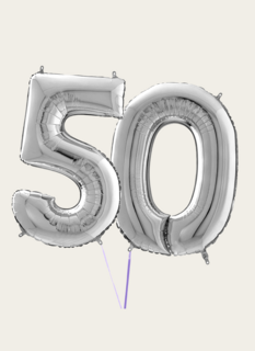 Cijferballon 50 Jaar Zilver XL