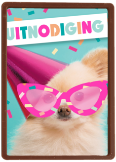 een uitnodiging van deze partyhond