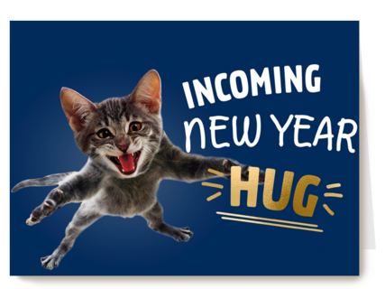nieuwjaarskaart hip incoming new year hug