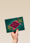 Kerstkaart merry christmas groen met rood