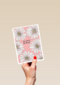 Verjaardagskaart roze met witte bloemen