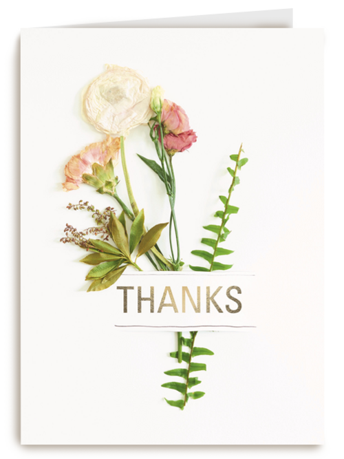botanical kaart thanks met een bloemetje