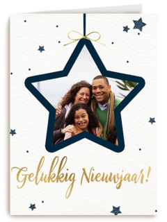 nieuwjaar fotokaart ster kader aanpasbare tekst