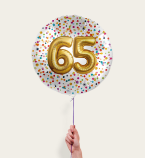 Ballon 65 jaar Confetti Goud 
