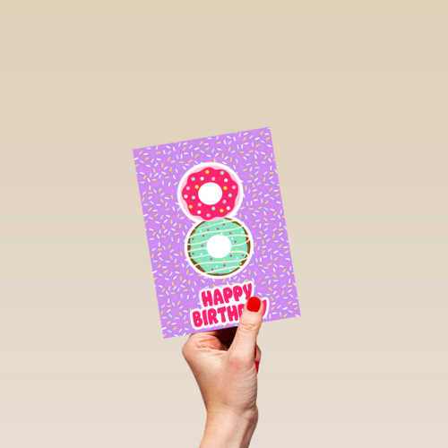 Verjaardagskaart 8 jaar confetti