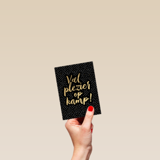 op kamp kaart zwart goud veel plezier op kamp