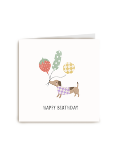 Verjaardagskaart Hond met Ballonnen