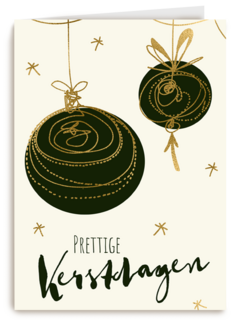 kerstballen met goud op gele achtergrond