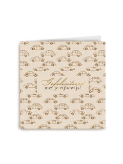 Rijbewijs gefeliciteerd auto's goud kaart