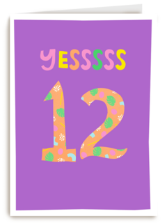 Verjaardagskaart yessss 12 tiener meisje