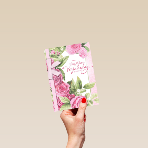 roze rozen met strik