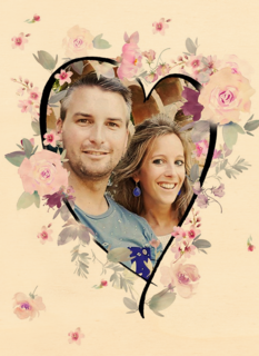 hart shape bloemen fotokaart