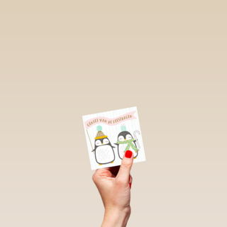 kerstkaart pinguins geniet van de feestdagen