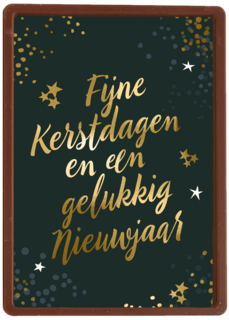 kerstkaart met gouden tekst op groen