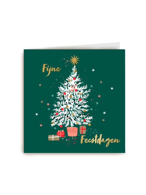 Groene kerstkaart vrolijke kerstboom