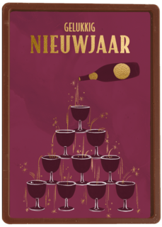 nieuwjaarskaart met champagnetoren