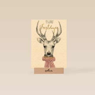 kerstkaart hert fijne feestdagen
