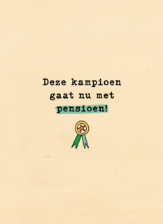 Pensioen deze kampioen gaat met pensioen