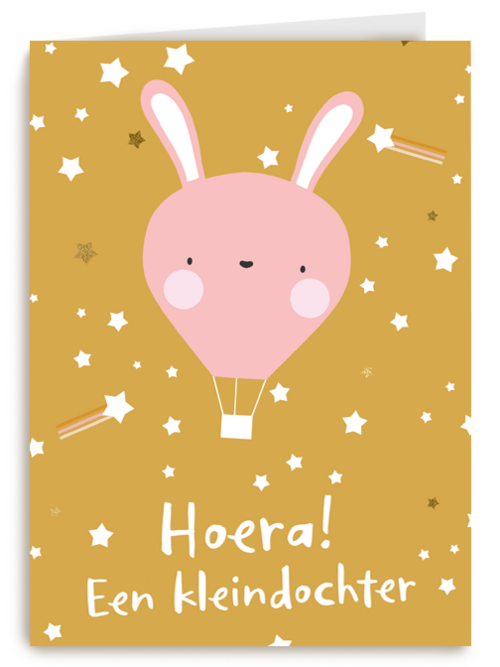 Hoera een kleindochter Roze konijn ballon