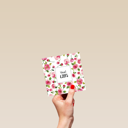 kaart met mooie roze bloemen een veel liefs