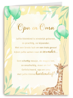Geboortekaart kleinkind Opa en oma gefeliciteerdMore than words