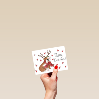 Kerstkaart Matia Studio merry kiss mas