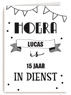 zwart wit kaart hoera jij bent in dienst