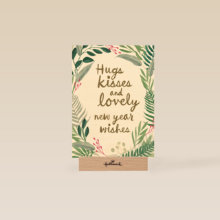 nieuwjaarskaart hugs kisses and lovely new year wishes