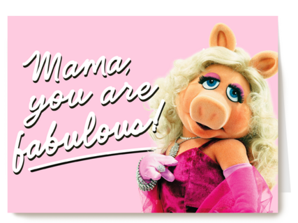 moederdag kaart miss piggy mama you are fabulous